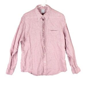 Brooks Brothers Baird McNutt Irish Linen Shirt Men L Pink Regent Button Down